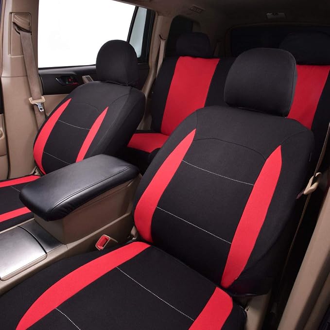 Fabric Car Seat Covers — Full Set — Black / Gray / Purple