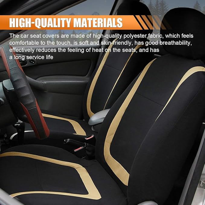 Universal Seat Covers — Front Seat — Black / Beige