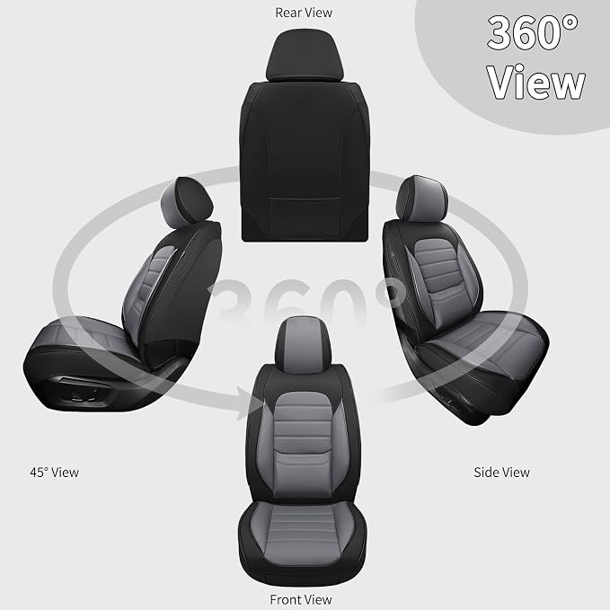 Universal Faux Leather Seat Covers — Front Seat — Black / Gray