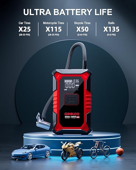 A3 Jump Starter & Tire Inflator | 3000A for Gas & Diesel