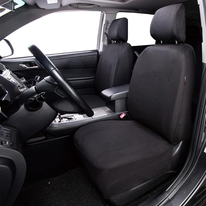 Fabric Car Seat Covers — Front Seat — Black