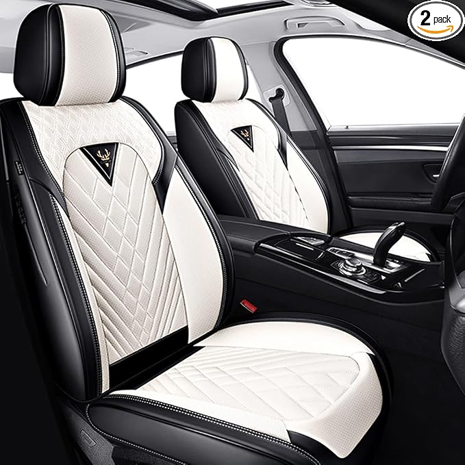 Seat Covers for Toyota Tacoma — Front Seat — Cream / White