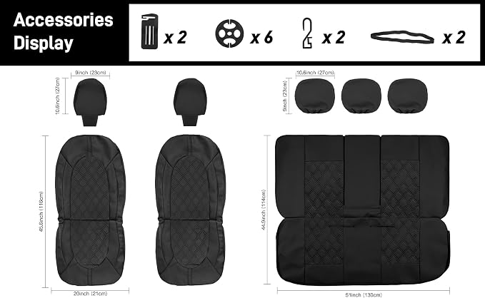 Universal Faux Leather Seat Covers — Front Seat — Black