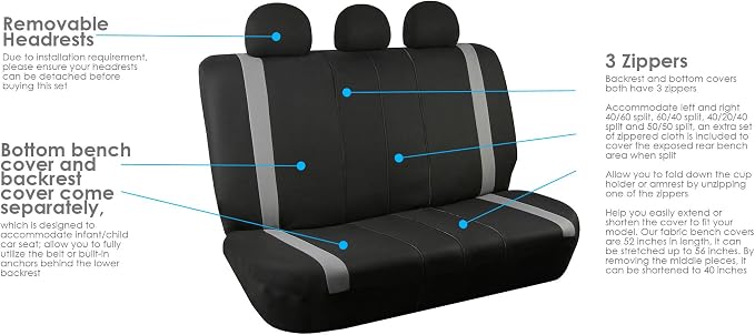 Universal Fabric Seat Covers — Full Set — Beige