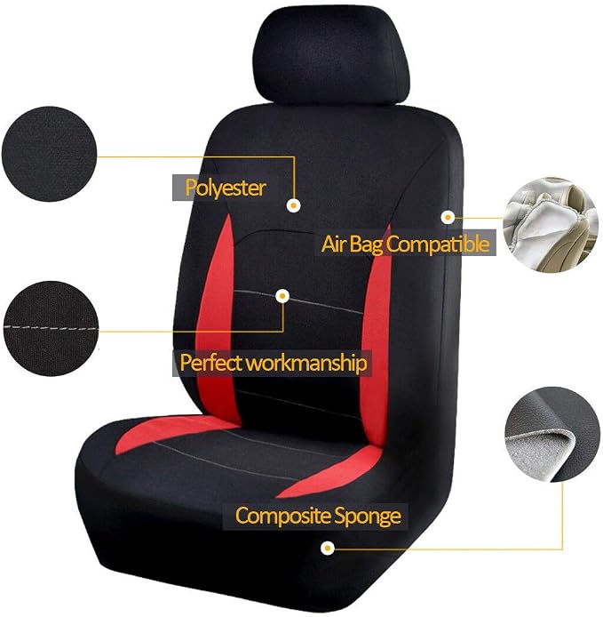 Fabric Car Seat Covers — Full Set — Black / Gray / Purple