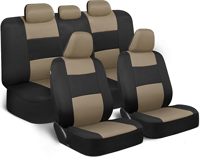 Car Seat Covers — Full Set — Beige / Black