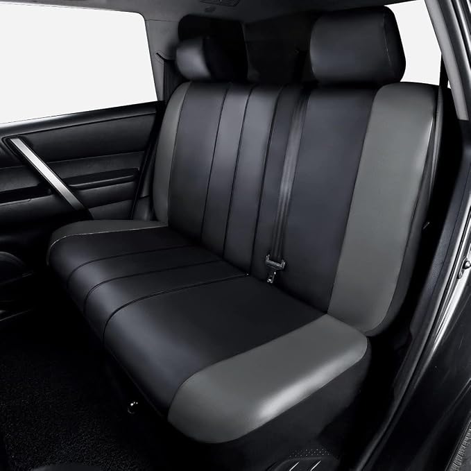 Faux Leather Car Seat Covers — Full Set — Black / Gray