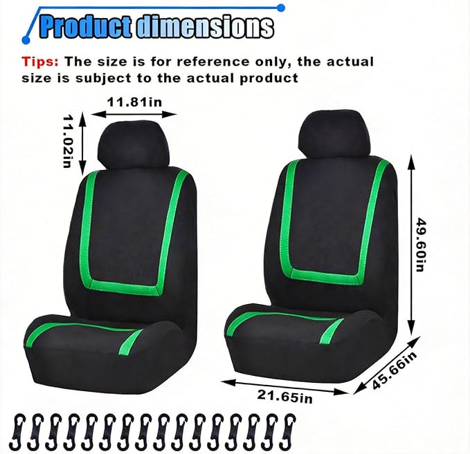 Universal Seat Covers — Front Seat — Black / Green