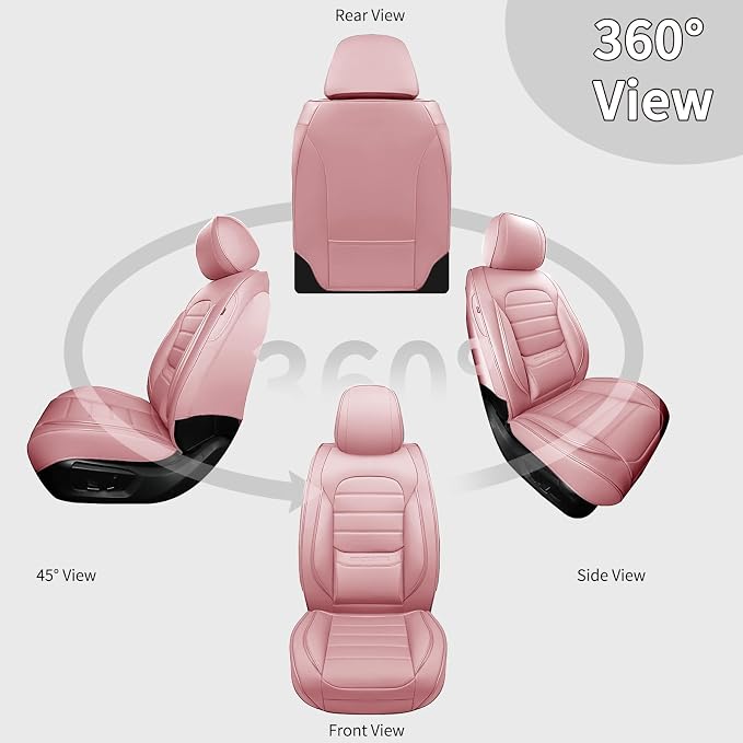 Universal Faux Leather Seat Covers — Full Set — Pink