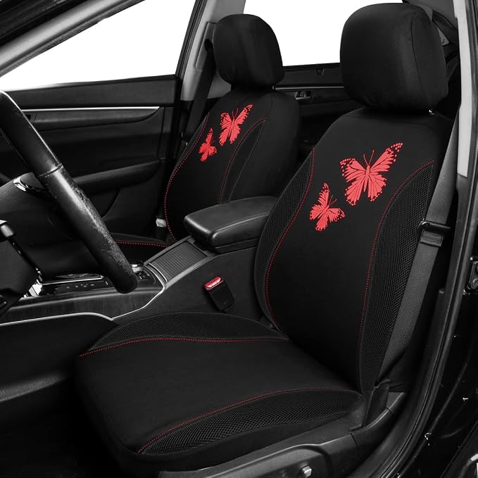 Universal Seat Covers — Full Set — Red / Black