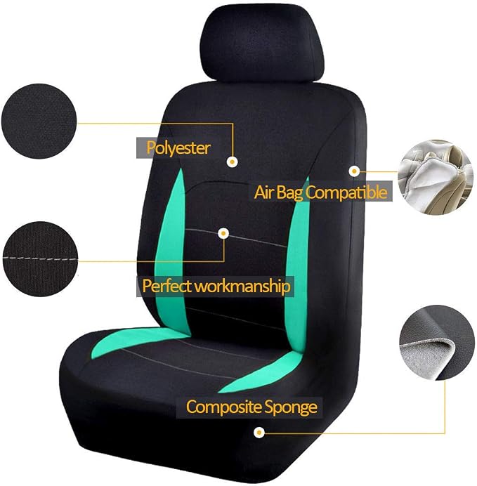 Fabric Car Seat Covers — Full Set — Black / Gray / Purple