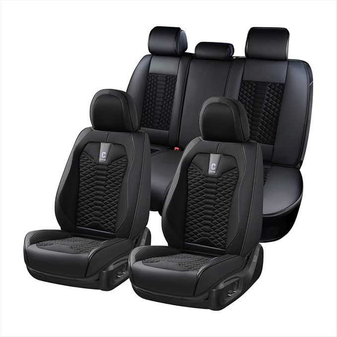 Universal Faux Leather Seat Covers — Full Set — Black
