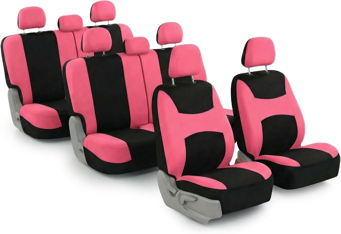 Universal Fabric Seat Covers — Pink / Black