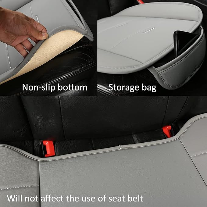 Universal Faux Leather Seat Covers — Front Seat — Gray