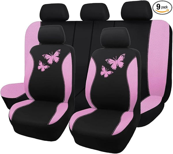 Universal Seat Covers — Full Set — Pink / Black