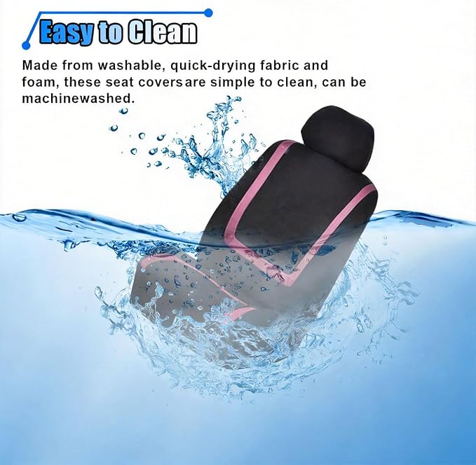 Universal Seat Covers — Front Seat — Black / Pink