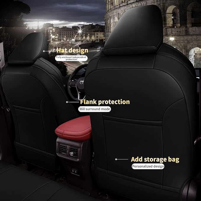 Faux Leather Seat Covers for Toyota C-HR — Full Set — Black
