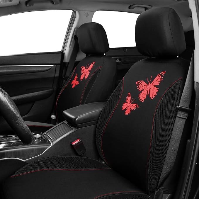 Universal Seat Covers — Full Set — Red / Black