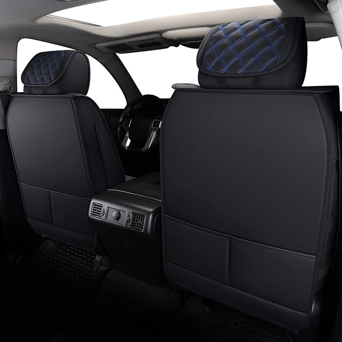 Faux Leather Seat Covers for Toyota Tundra — Front Seat — Black / Blue