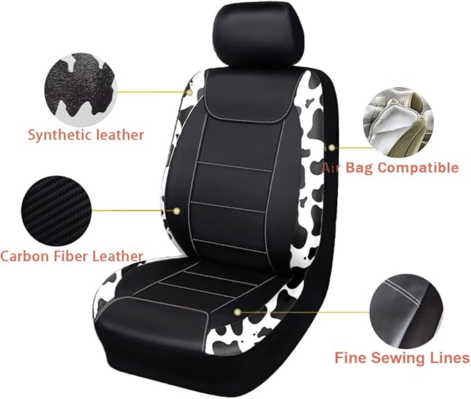 Faux Leather Car Seat Covers — Full Set — Black