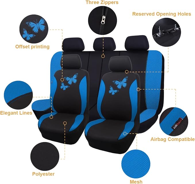 Universal Seat Covers — Full Set — Blue