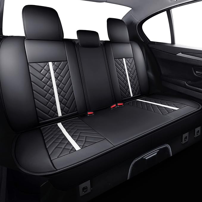 Faux Leather Seat Covers for Toyota Tacoma — Rear Seat — Black / White