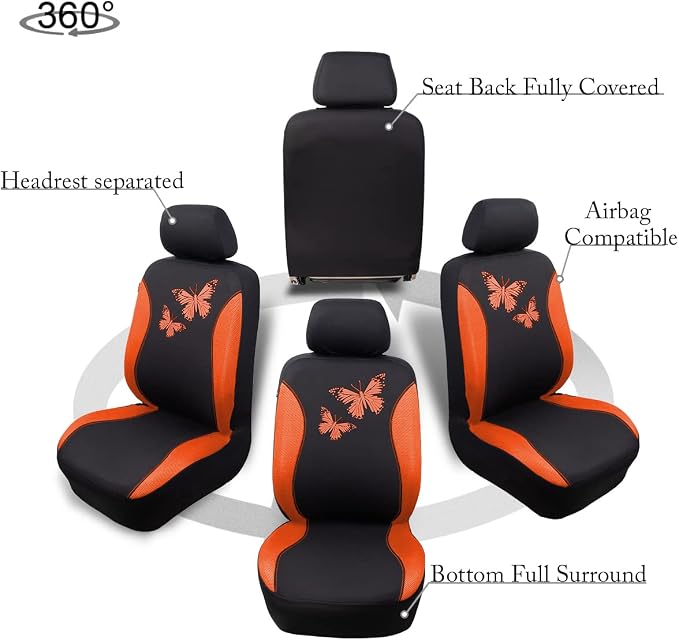Universal Seat Covers — Full Set — Orange
