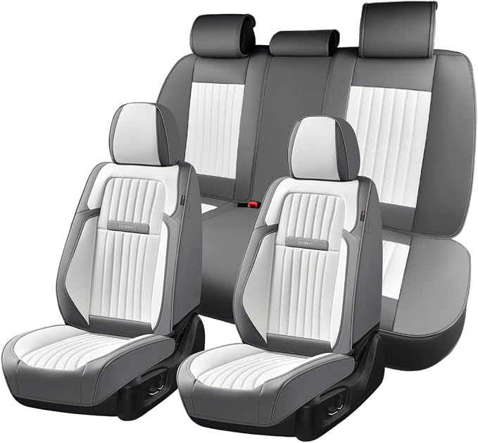 Universal Seat Covers — Full Set — Gray / White