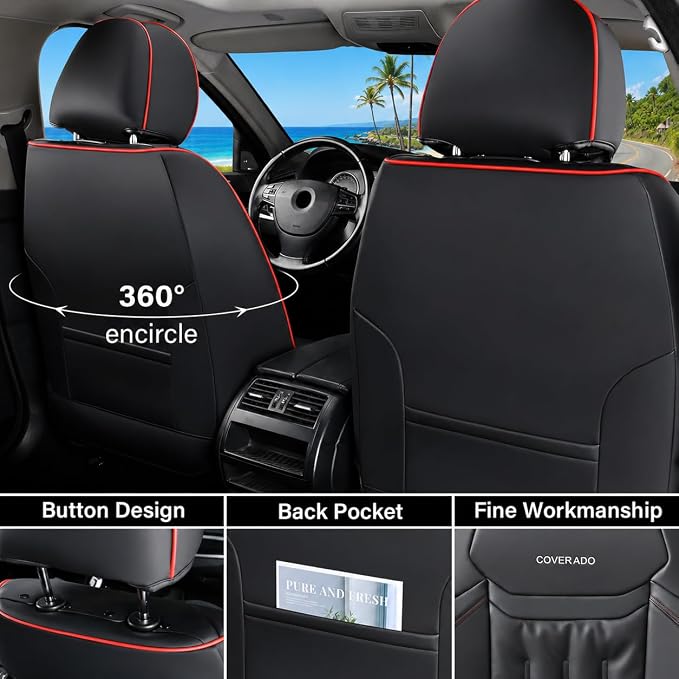 Universal Seat Covers — Front Seat — Black / Red