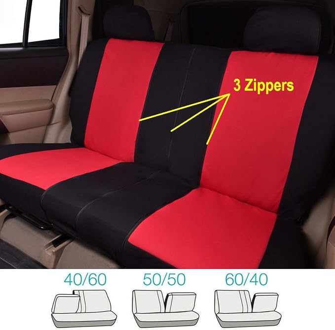 Fabric Car Seat Covers — Full Set — Black / Gray / Purple