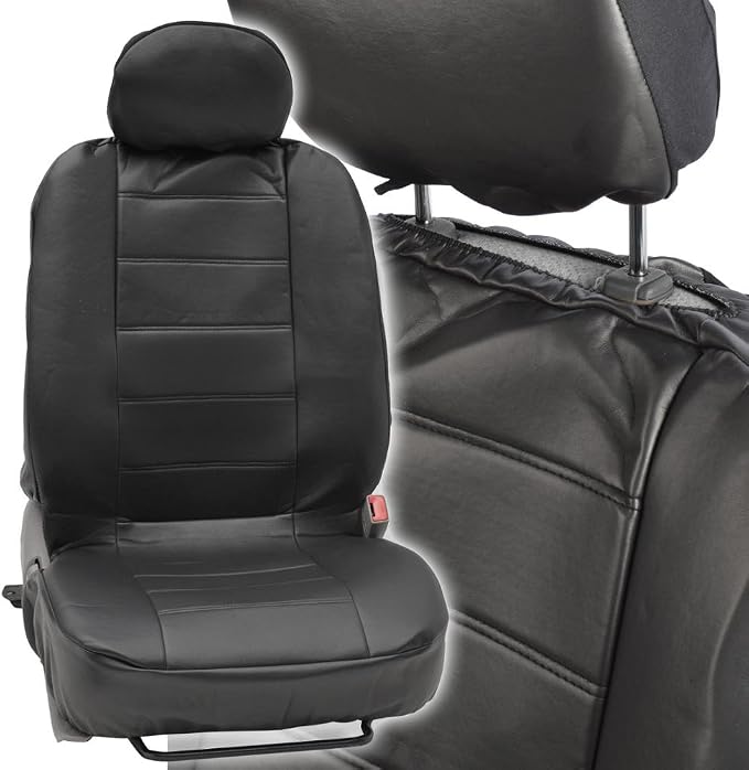 Faux Leather Car Seat Covers — Front Seat — Black