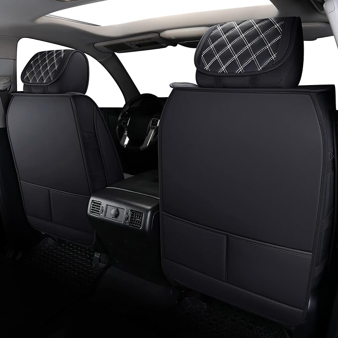 Faux Leather Seat Covers for Toyota Tundra — Full Set — Black / White