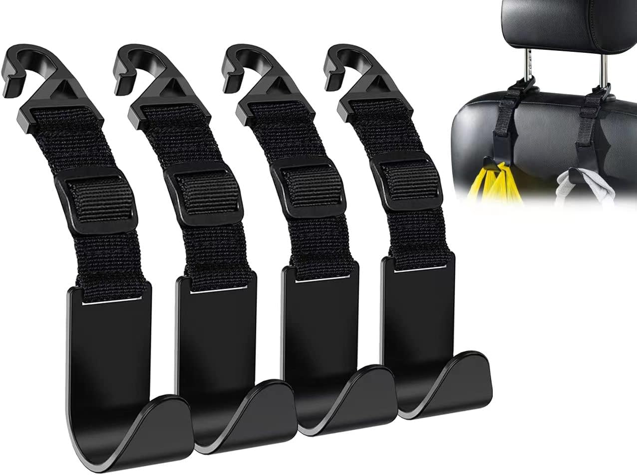4-Pack Universal Car Headrest Hooks - Adjustable Seat Back Hanger for Bags & Purses 61koFKFR-cL._AC_SL1300