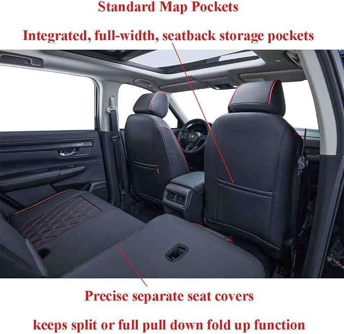 Faux Leather Seat Covers for Honda CR-V — Full Set — Black / Red
