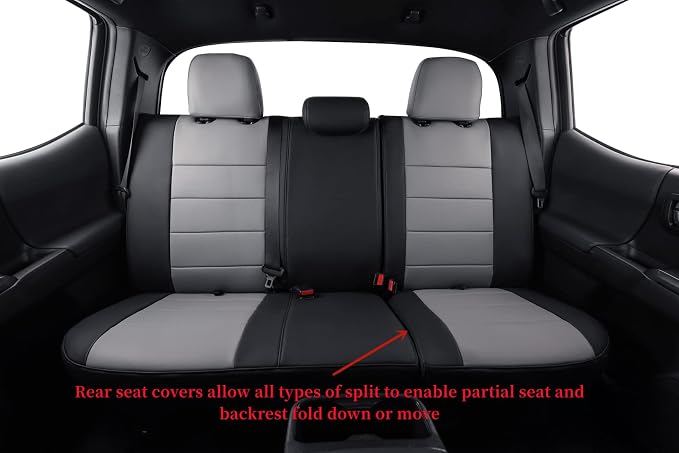 Faux Leather Seat Covers for Toyota Tacoma — Full Set — Black / Gray