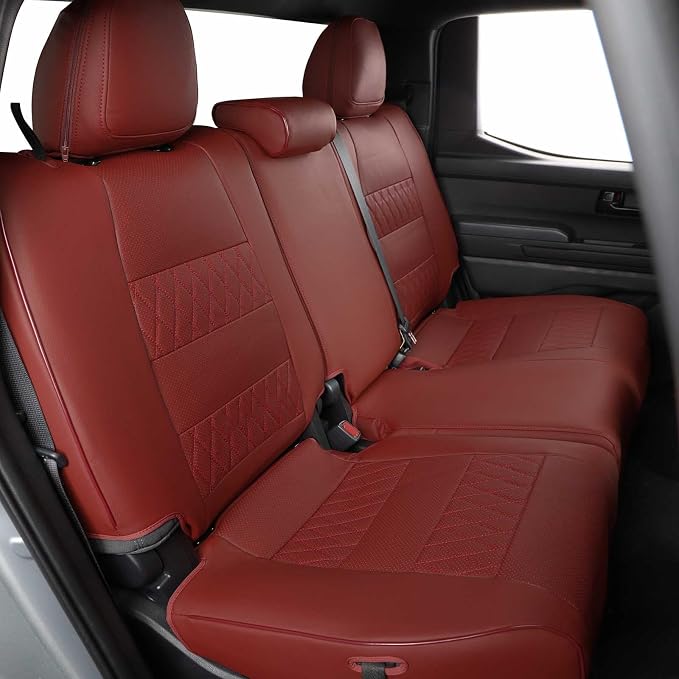 Faux Leather Seat Covers for Toyota Tacoma — Rear Seat — Burgundy