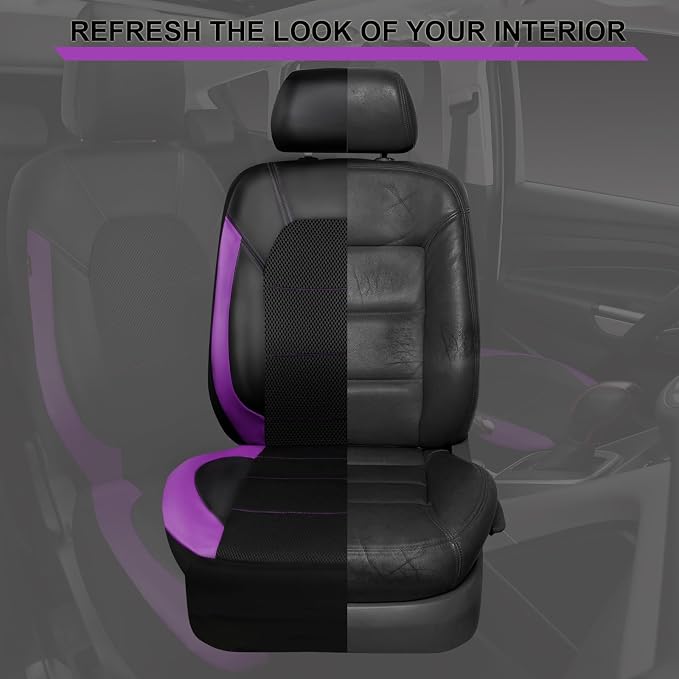Universal Seat Covers — Full Set — Black / Purple