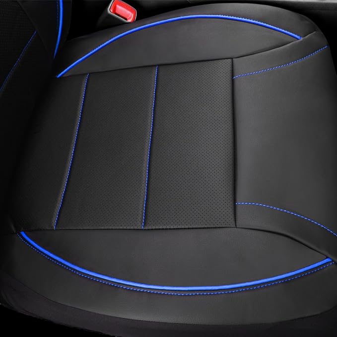 Universal Faux Leather Seat Covers — Front Seat — Black / Blue