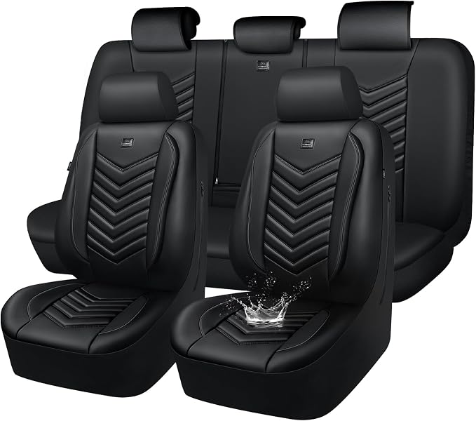 Universal Faux Leather Seat Covers — Full Set — Black