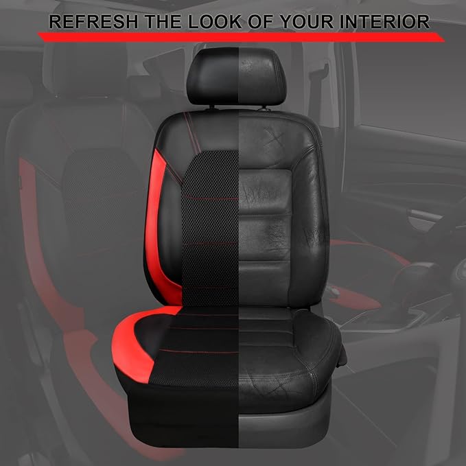 Universal Fabric Seat Covers — Front Seat — Black / Red