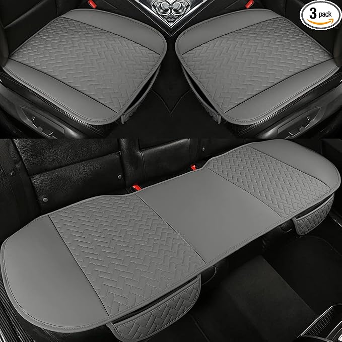 Faux Leather Car Seat Covers — Full Set — Gray