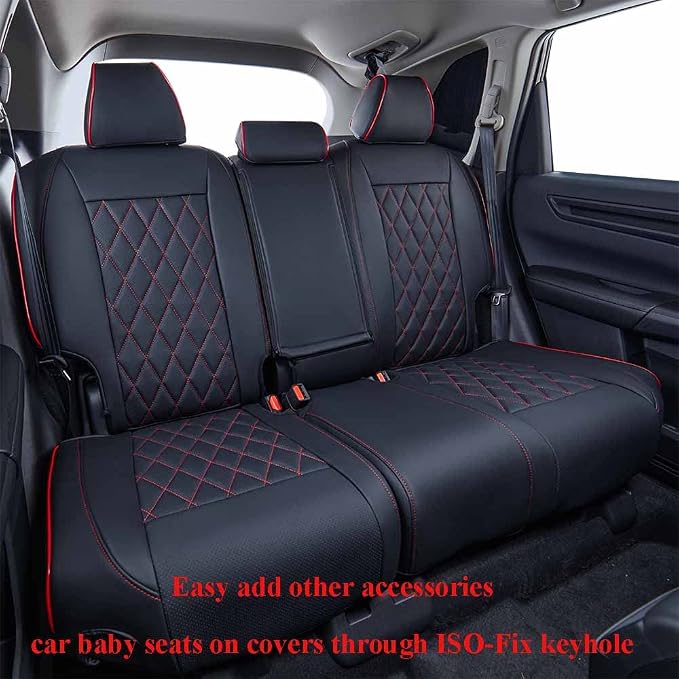 Faux Leather Seat Covers for Honda CR-V — Full Set — Black / Red