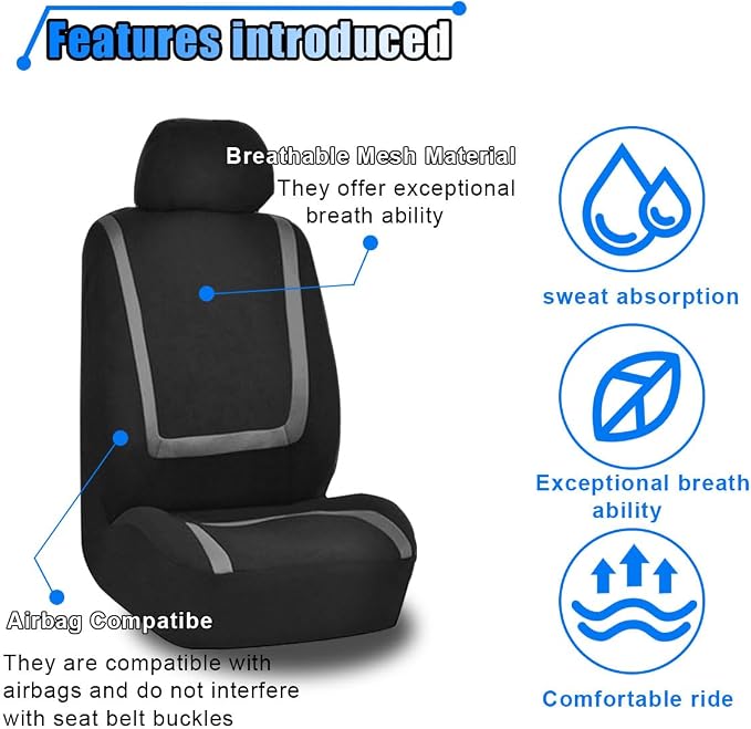 Universal Seat Covers — Front Seat — Black / Gray