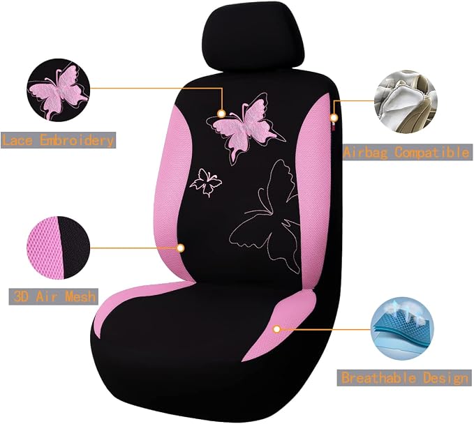 Universal Seat Covers — Front Seat — Pink
