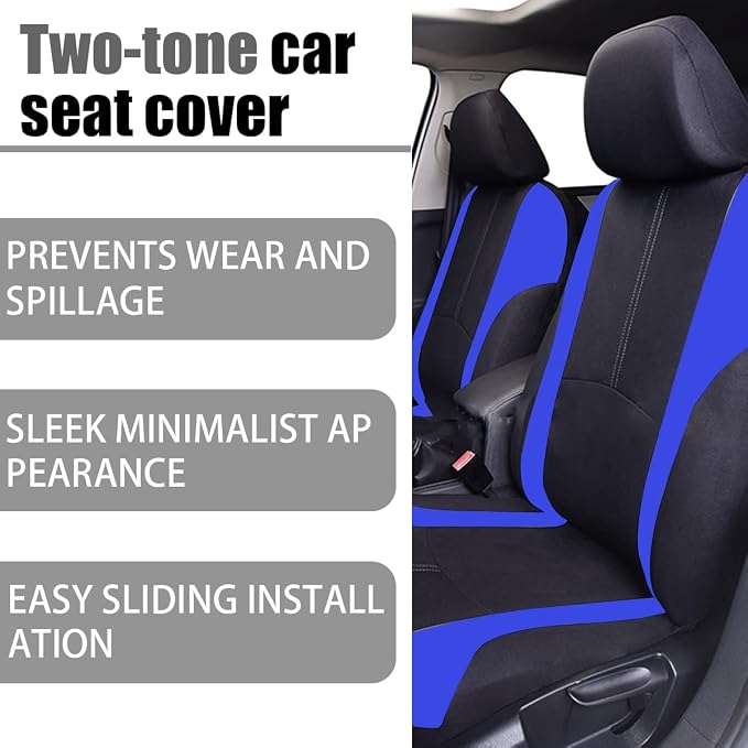 Fabric Car Seat Covers — Full Set — Blue