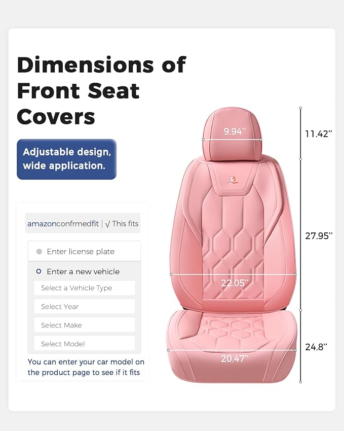 Universal Seat Covers — Front Seat — Pink