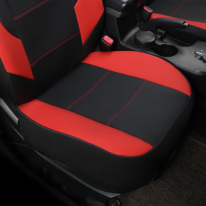 Faux Leather Seat Covers for Multiple Vehicles — Front Seat — Red / Black