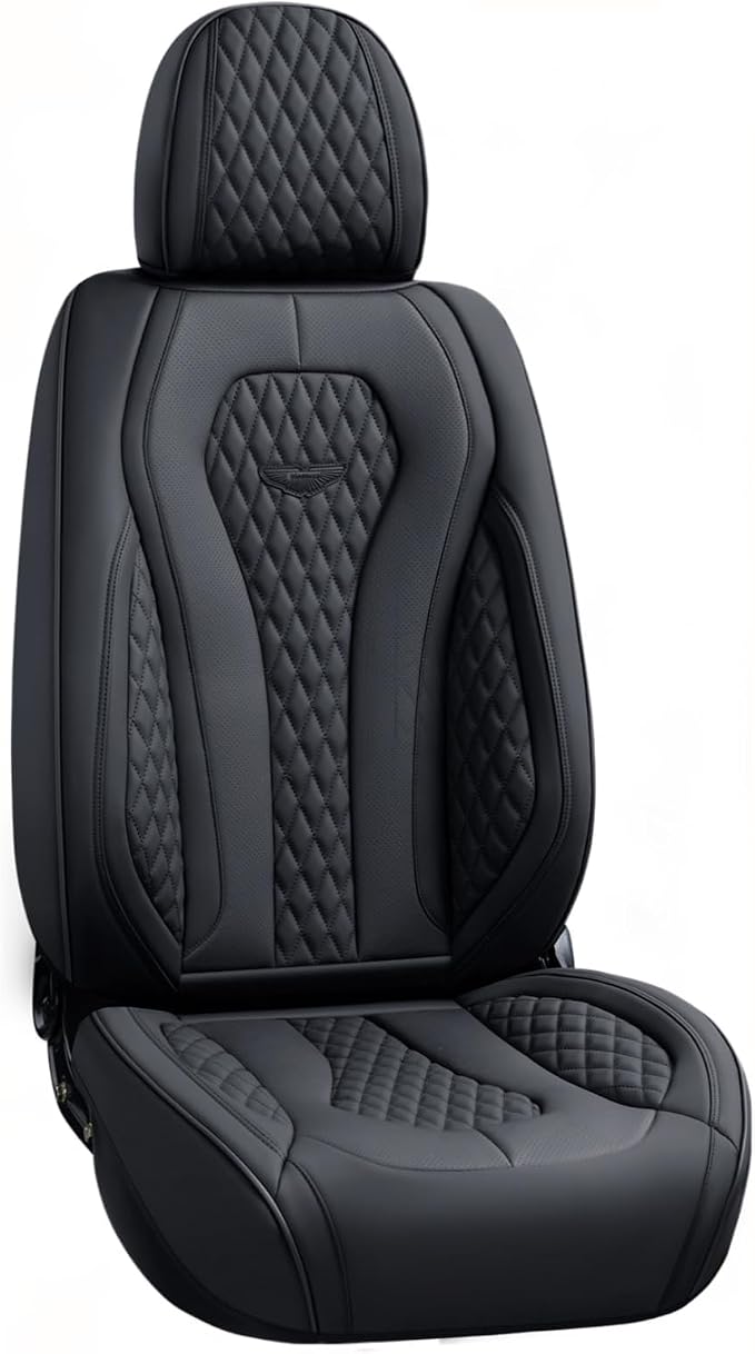 Universal Faux Leather Seat Covers — Front Seat — Black