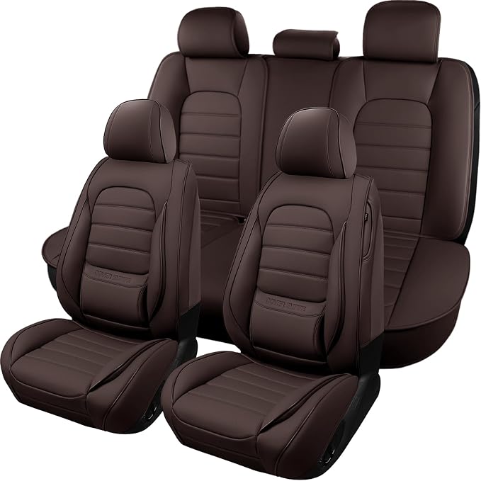 Universal Faux Leather Seat Covers — Full Set — Brown