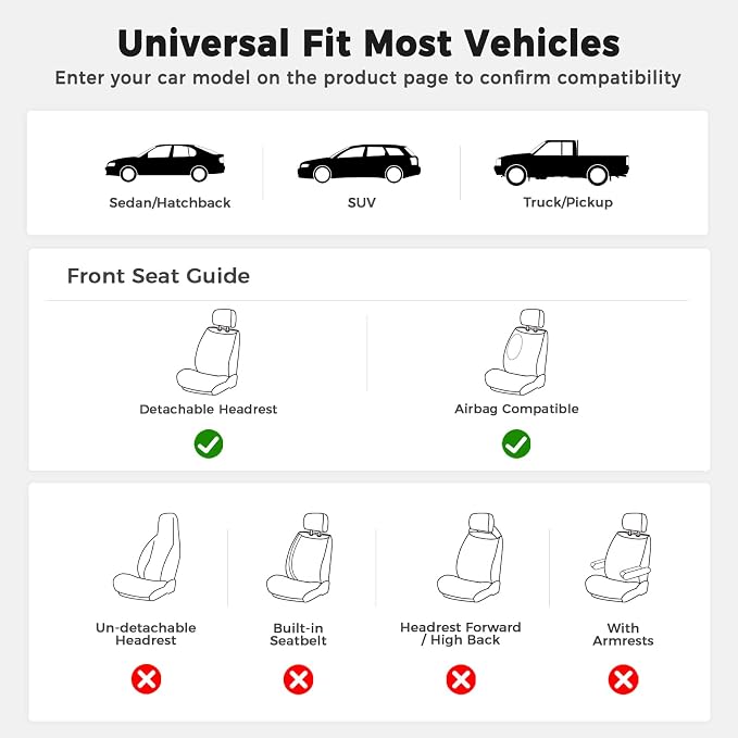 Universal Seat Covers — Front Seat — Red / White